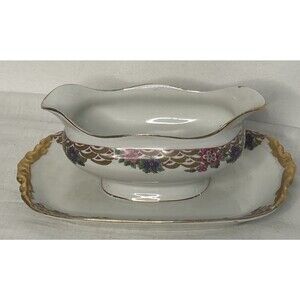 Jean POUYAT LIMOGES for Wanamakers France Gravy Boat Ditsy Floral Cottage Core